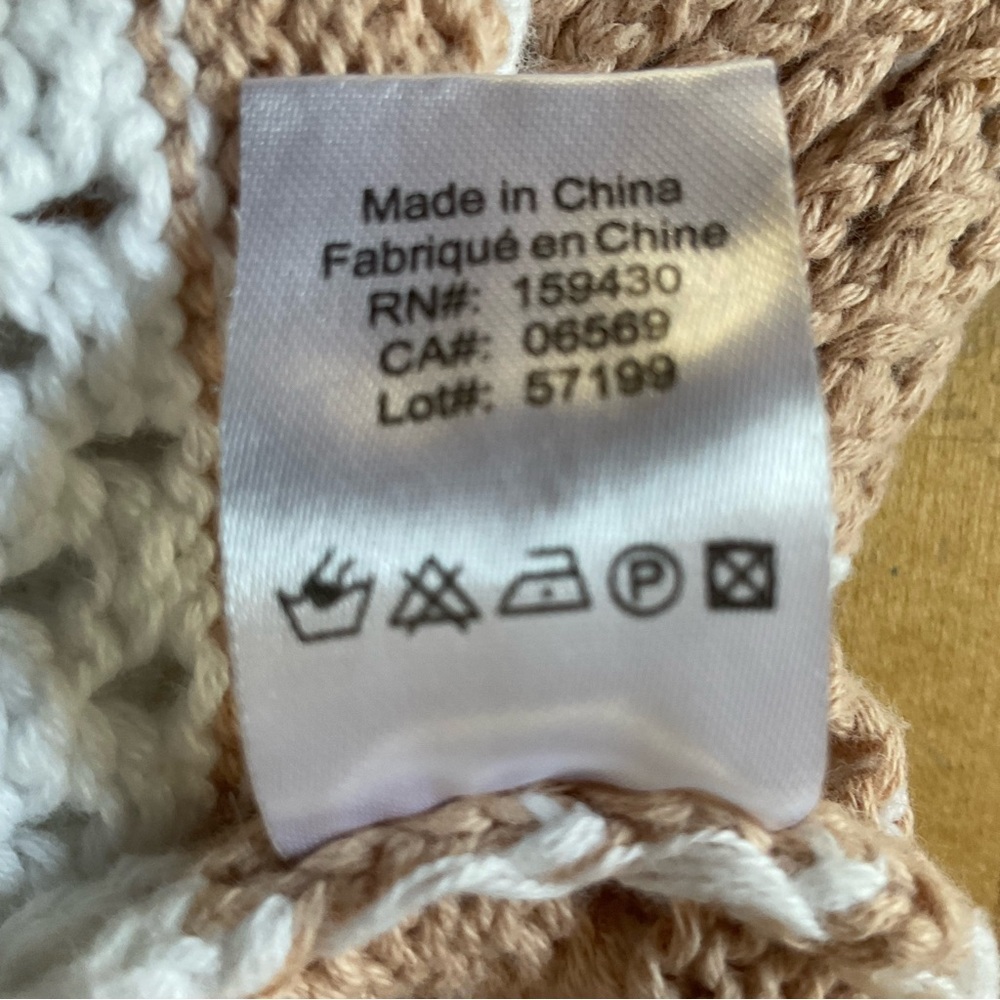 Elan Cozy Stripe Cotton Sweater XL Neutral Boho Chunky Knit Pullover - Picture 15 of 16
